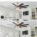 Gold Ceiling Fans with Lights, 72 Inch Large Modern Ceiling Fan with Remote Control for Living Room Kitchen,Dimmable, 6 Speed Reversible DC Motor, Dual Finish