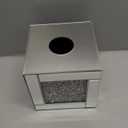 SHYFOY Mirrored Tissue Box Cover Holder, Square Glass Facial Tissue Holder with Crushed Diamond Crystals, Luxury Facial Paper Organizer Dispenser for Bathroom, Vanity Countertop, Tabletop, Silver