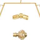 Bay Window Curtain Rods, USFOOK Gold Curtain Rods for Bay windows 32 to 86 Inch (Center Rod), 32 to 58 Inch Side Rod for windows, Decorative Drapery Rods with Bling Finials