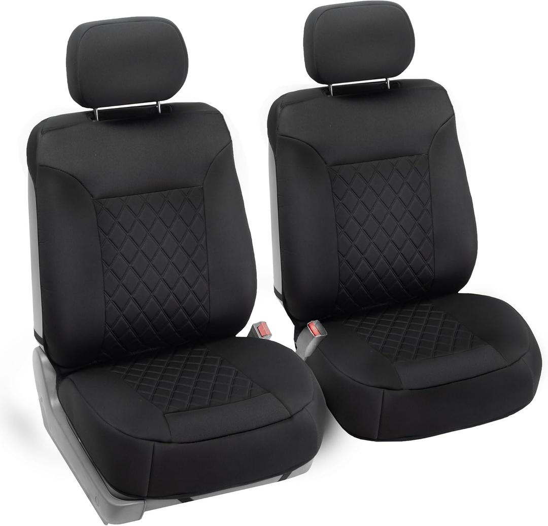 FH Group Car Seat Cover Cushion - 2 Pack Seat Covers for Cars Trucks SUV, Solid Black Neosupreme Car Seat Cushions, Waterproof Car Seat Cover Cushion, Universal Fit Car Seat Protector