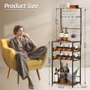 5-Tier Wine Rack Freestanding Floor, Liquor Bar Stand with Glasses Holder and 4 S Hooks, Corner Mini Bar Cabinet for Small Space, 8 Bottles Wine Bar Cabinet for Home, 11.81"D x 16.53"W x 53.55"H