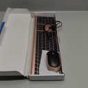 Wireless Keyboard and Mouse, Vssoplor 2.4GHz Rechargeable Compact Quiet Full-Size Keyboard and Mouse Combo with Nano USB Receiver for Windows, Laptop, PC, Notebook-Black Gold