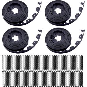 Garden Edging160ft Landscape Edging with 200 Spikes for Lawn 2 Inch Tall (Black, 160FT)
