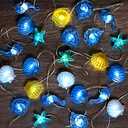 Xuhal 1 Sets Total 20 FT 60 LED Ocean Decor String Lights for Bedroom Beach Nautical Theme Lights of Marine Life Seashell Seahorse Conch Waterproof Decor Battery Operated for Beach Bedroom Holiday