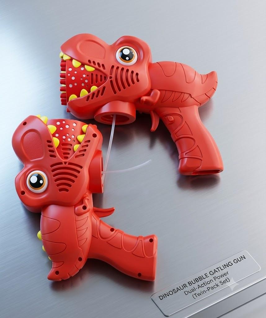 Bubble Machine Gun Kids Toys 2 Pack Rechargeable Bubble Guns with 4 Solutions Bubbles for Kids Toddlers Maker Blower Easter Basket Stuffers Dinosaur Outdoor Toys Valentines Boys Girls