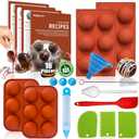 Cocoa Bomb Molds Kit with 2& 2.5"Silicone Molds, 8-Piece Tools for Chocolate Bomb, Cake, Dome Jelly - Reusable Non-Stick Baking Supplies, Food-Grade Heat Resistant Semi Sphere Mold for DIY Desserts (Round - SET)