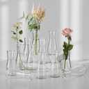 12 Flask Glass Bud Vases for Centerpieces, 5.6 H Transparent Centerpiece Vases for Wedding Bridal Shower Birthday Party Baby Shower Table Decorations Home Decor
