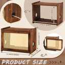 Wooden Wi-Fi Router Box Hider, Wi-Fi Router Storage Box with Synthetic Rattan Decor, Modem Cable Cover Organized, Power Strip Cable Hider Rack(Dark Wood Color,16 x 10.4 x 12 Inches)