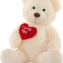 MaoGoLan Big Teddy Bear Stuffed Animal, Soft and Cuddly Giant White Teddy Bear Plush with I Love You Red Heart,Valentines Gift for Kids,Girlfriend,Boyfriend,Lover,36 inches