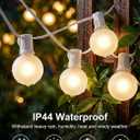 25Ft Outdoor White Frosted String Lights with 27 G40 Frosted Bulbs,E12 Socket base,Waterproof Connectable Hanging Lights for Backyard Wedding Porch Bistro Party Valentine's Day Decor,White Wire