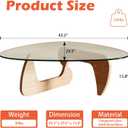 Modern Coffee Table for Living Room and Small Spaces, 43.3" x 29.5" x 15.8" Triangle Tempered Glass Table Top and Eco-Friendly Solid Wood Base, Natural Wood