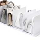 Bag & Purse Organizer for Closet, 2 Pack Adjustable Shelf Divider for Closet - White Handbag Shelf Dividers Acrylic Handbag Separators Storage Organizer for Closets Bookshelf (8 Layers)