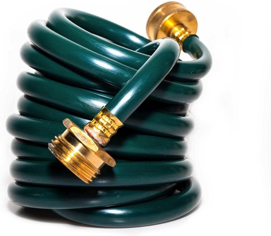 10FT Recoil Garden Hose for Balcony: Lightweight Green EVA Coil Water Hose with Brass Fittings - Compact and Easy Storage for RV Small Outdoor Use Connection