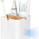 Toothbrush Holders for Bathroom Countertop, Detachable Electric Toothbrush Holder with Divider Toothbrush and Toothpaste Organizer Storage (3 Slots White)