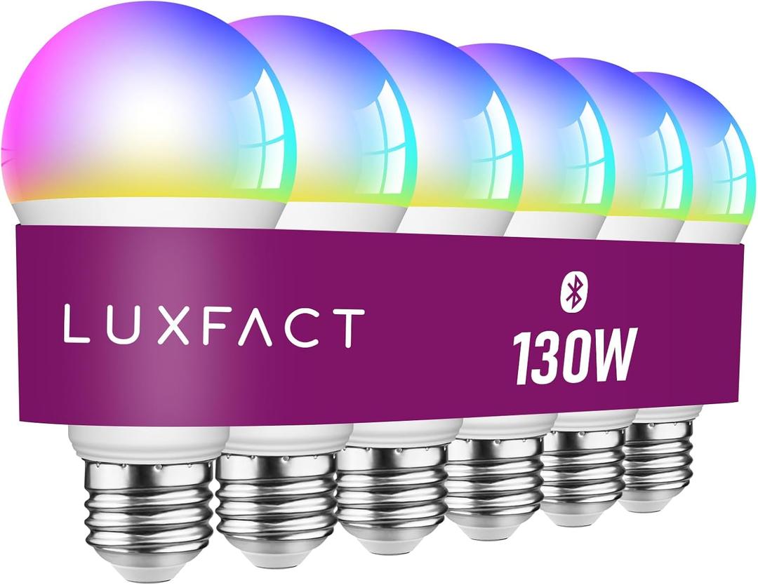 Alexa Light Bulbs 130W Equivalent, Smart Light Bulbs Directly Works with Alexa, RGBCW Color Changing Light Bulb, 90+CRI, A19 E26 Bluetooth Light Bulb, No WiFi Required, 12W 1300LM, 6 Pack