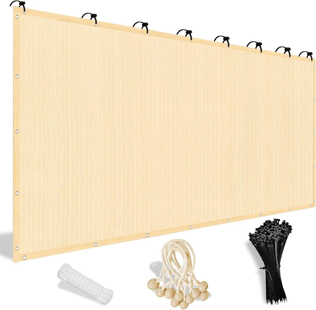 Shade&Beyond 90% Sun Shade Cloth with Grommets, 8' X 10' Pergola Shade Cover Canopy, Mesh Tarp Sun Screens for Patio, Outdoor, Garden, Backyard, Wheat