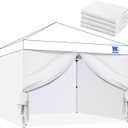 Fanpat Instant Canopy Tent Sidewalls for 10x10 Pop Up Canopy 210D Waterproof,4 Piece Sidewalls, with Doors,White(4PCS Sidewalls Only, Canopy Tent NOT Included)