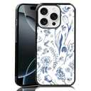 MMYAJT Beautiful Blue Flowers and Leaves Phone Case Fit for iPhone 16 Pro — Shockproof Designed Cute Aesthetic Phone Case Cover for Boy Girl Men Women