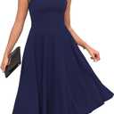 Zattcas Women's 2025 Spring Summer Sleeveless Midi Sundress A Line Flowy Wedding Guest Cocktail Party Dress with Pockets, S