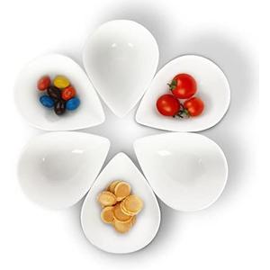 Keponbee Ceramic Dip/Dipping Bowls Set Small White Porcelain Soy Sauce Dish/Bowls Set of 6 - Good for Dessert, Cereal,Ketchup, Soy Sauce, BBQ and Other Party Dinner, 5 oz/pc
