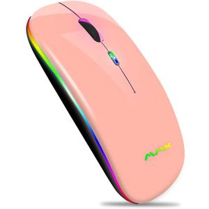Wireless Bluetooth Mouse for Laptop, Rechargeable Mouse 2.4G USB Optical Wireless Mouse, LED Slim Dual Mode(Bluetooth 5.0 and 2.4G) Wireless Device for Laptop, PC, Mac OS, Android, Windows Champagne (Champagne)