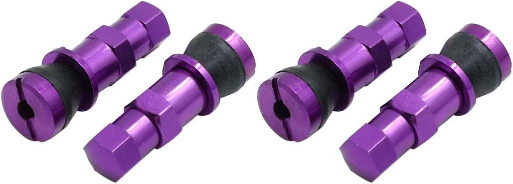 uxcell 4pcs Purple Aluminum Alloy Auto Car Tubeless Wheel Tire Valve Stem with Dust Cap
