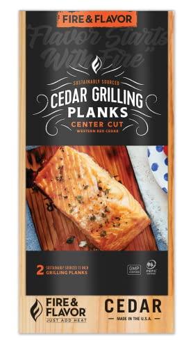 Fire & Flavor Cedar Planks, Great for Cedar Planked Salmon, Sustainably Sourced & Certified, 2-Pack, 11 inch