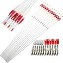 Linkboy Archery 30/32inch Carbon Arrow 500 600 700 800 Spine Arrows Compound Bow Hunting Arrows Bow Target 5inch Gradient Target Practice Feather 12pcs (White-pink)