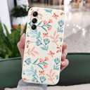 for Samsung Galaxy A14 5G Case Slim Soft Liquid Silicone Flower Pattern Galaxy A14 5G Phone Cover(6.6" Display) -Leaf White