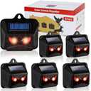 6 Pack Solar Animal Repellent, Predator Eyes Animal Deterrent Sentinels with Red LED Blinking Lights Drive Away Raccoon, Deer, Skunk, Cat, Coyote from Yard Farm and Chicken Coops