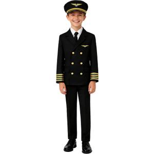 Kids Pilot Uniform Boys Airline Captain Costume for Halloween Cosplay Birthday Party Gifts (10-11 Years)
