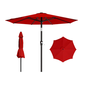 AreShark 9 FT Patio Umbrella for Outdoor, Outdoor Table Umbrella with Push Button Tilt and Crank, Outdoor Patio Umbrellas with 8 Sturdy Ribs for Market, Garden, Pool (Red)