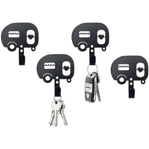 BiaGift 4 PCS Camper Key Holder for Wall Metal Decorative, Camper Decor, Camper Accessories for Travel Trailers, Metal Key Rack Hanger, Camper Gifts, Rustic RV Storage and Organization…