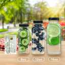 STARSIDE 12 oz Glass Juice Bottles with Lids 12 Pack - Square Reusable Drinking Jars for Juicing, Milk, Kombucha - Includes 1 Bottle Brush, 12 Colored Labels