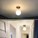 Globe Semi Flush Mount Ceiling Light Fixture Globe Ceiling Light Milk Glass Matte Gold Finish Contemporary Mid Century Modern Lighting for Hallway Living Room Kitchen Bedroom Storage(Bulb Included)