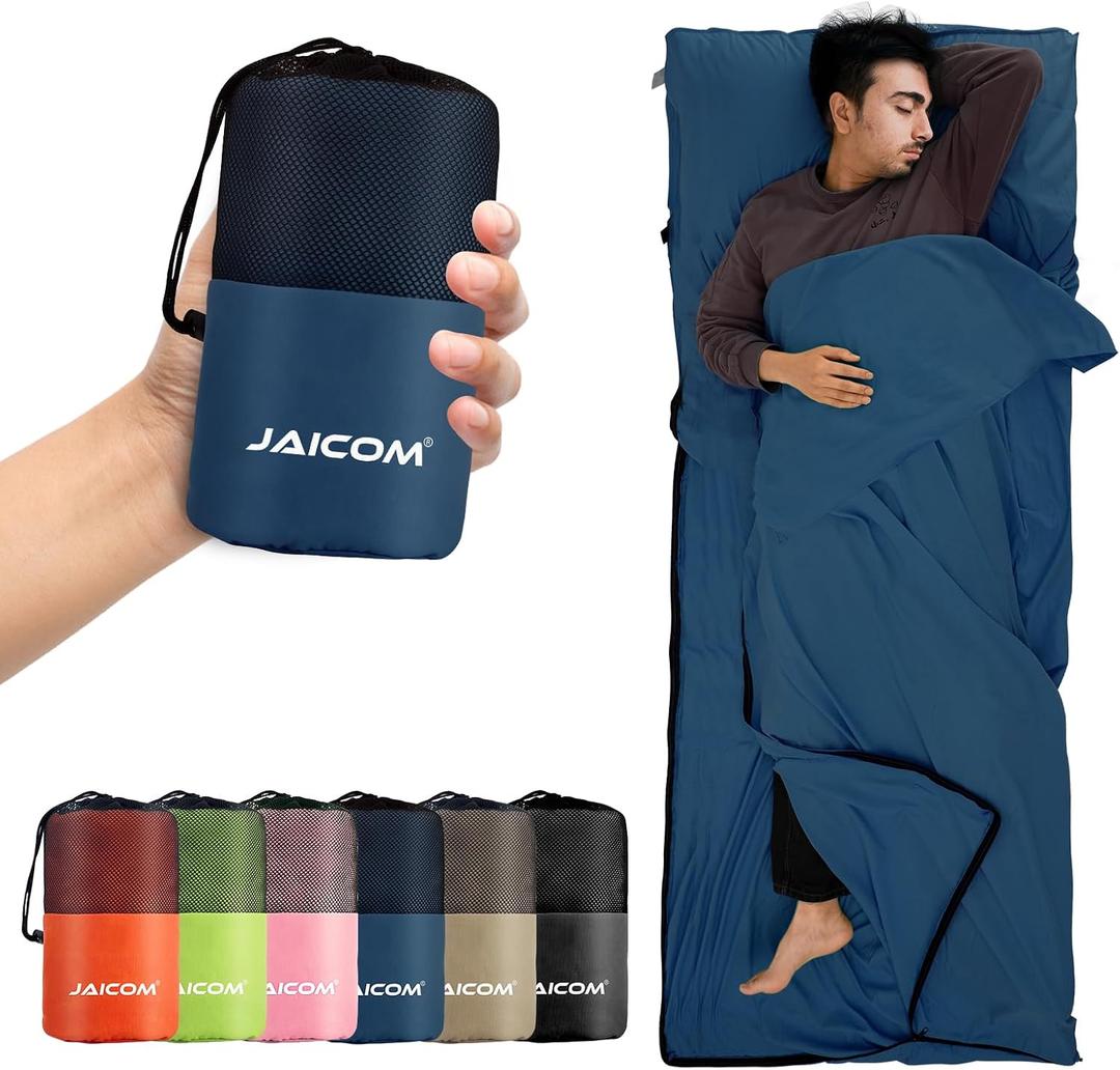 JAICOM Sleeping Bag Liner, Travel Sheets & Adult Sleep Sack, Ultralight and Portable Summer Sleeping Bag - Ideal for Backpacking, Hotels and Hostels, Business Trips, Camping