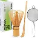Traditional Matcha Starter Set, Bamboo Whisk (Chasen), Scoop (Chashaku), Stainless Steel Sifter, Basic Matcha Tea Making Kit