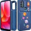 for Motorola Moto G Pure/G Power 2022 /G Play 2023 Case with Camera Cover for Women Men Girls,Heavy Duty Galaxy Planets Military Grade Protctive Shockproof Phone Cases with Sliding Protector