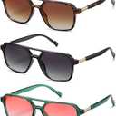 DUSHINE Retro Rectangular Aviator Sunglasses for Women Trendy Shades Sun Glasses UV400 Protection