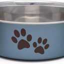 Loving Pets Bella Dog Bowls- Stainless Steel Dog & Cat Bowls - Spill Proof Dog Food Bowl, Cat Bowl, Puppy Essentials & Pet Supplies Great for Home & Travel (Medium 20-35 lbs, Blueberry)