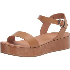 Amazon Essentials Women's Two Band Flatform Sandal (7, Cognac)