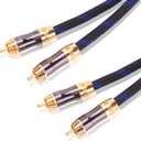 Dual 2RCA Male to 2RCA Male Stereo Audio Cable, Double-Shielded (OD 8.0mm), for Amplifiers, AV Receivers, Hi-Fi System (4 Feet)