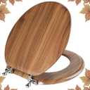 Round Toilet Seat Molded Wood Toilet Seat with Zinc Alloy Hinges, Easy to Install also Easy to Clean, Anti-pinch Wooden Toilet Seat by Angol Shiold (Round, Natural)