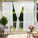 HolidayIdeas All Weather White Outdoor Sheer Curtains for Patio Waterproof 6 Pcs Rod Pocket Indoor Sheer Voile Curtains for Porch, Balcony, Gazebo, Pergolas, 54x84 Inch
