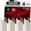 Bed Risers with Adjustable Screw Clamp, Fits Thickness of Furniture Frame from 0 to 1.5 Inch, Elevation in Heights 4" Heavy Duty Risers for Table Cabinet Dresser Support up to 5000lbs (4Pack, Beige)