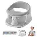 Baby Bath Seat for Babies 6 Months & Up - 360° Protection Baby Bath Chair with Temperature Alert & Cushion | Non-Slip Toddler Bathtub Seat | Newborn Infant Bath Tub Seats for Babies Sitting Up (Grey)