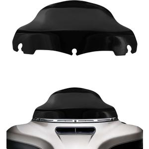 9" Motorcycle Windshield for Harley Street Glide/Electra Glide/Ultra Limited/Tri Glide FLHT FLHX FLHXS FLHTK 2014-2024, ABS Material Wave Windscreen, Replacement Black Fairing Deflector