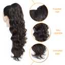 KETHBE Ponytail Extension,24 inch Drawstring Ponytail Hair Extensions, Long Body Wave Synthetic Pony Tails Hair Pieces for Daily Use (Dark Brown)