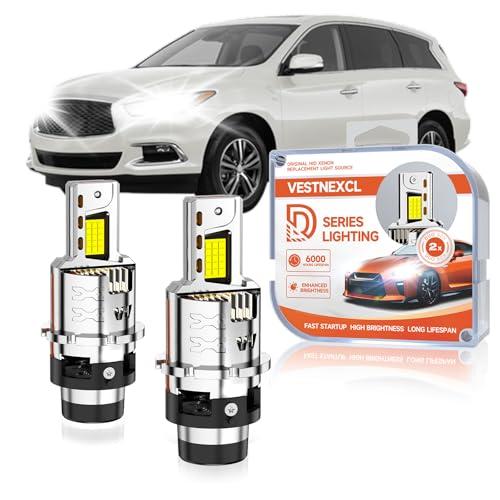 VESTNEXCL D2S HID Bulbs Fit for Infiniti 2014-2020 QX60 QX50 QX56 QX80 M56, 2006-2008 M35 30000LM 6000K White, Dual-sided 30 Chips, Xenon HID Light Replacement, 800% Brightness Pack of 2