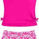 Girls Tankini Swimsuits Two Piece Bathing Suit Drawstring Swimwear Set for Girls 13-14 Years